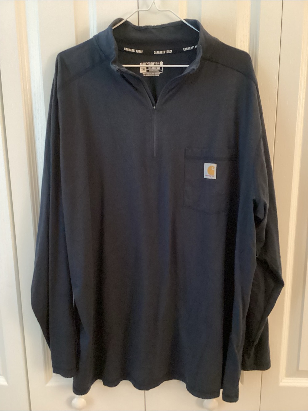 Carhartt Force Men's Navy Relaxed Fit 1/4 Zip Pullover Mock Neck Long Sleeve XXL